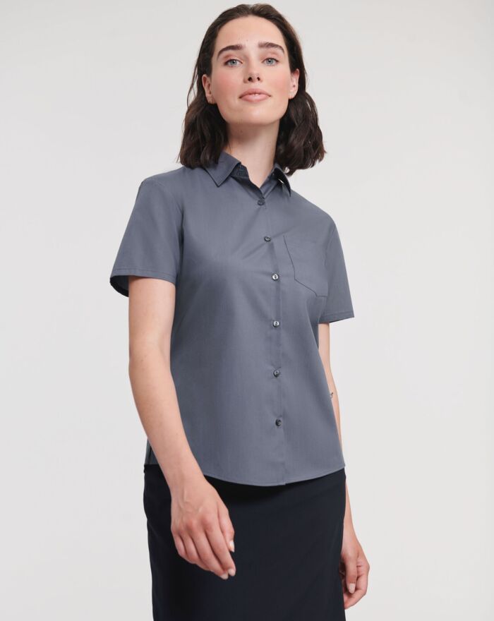 Ladies' Short Sleeve Classic Polycotton Poplin Shirt Thumbnail