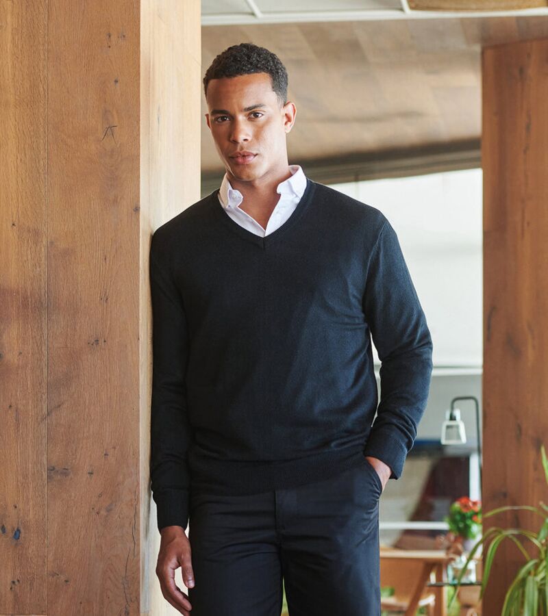 Cashmere touch acrylic v-neck jumper Thumbnail