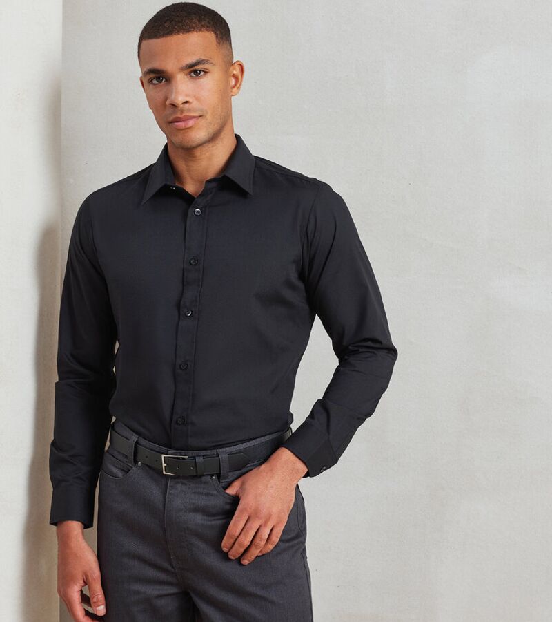 Poplin fitted long sleeve shirt Thumbnail