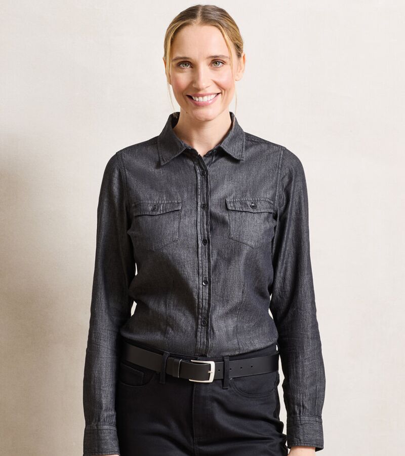 Women's jeans stitch denim shirt Thumbnail