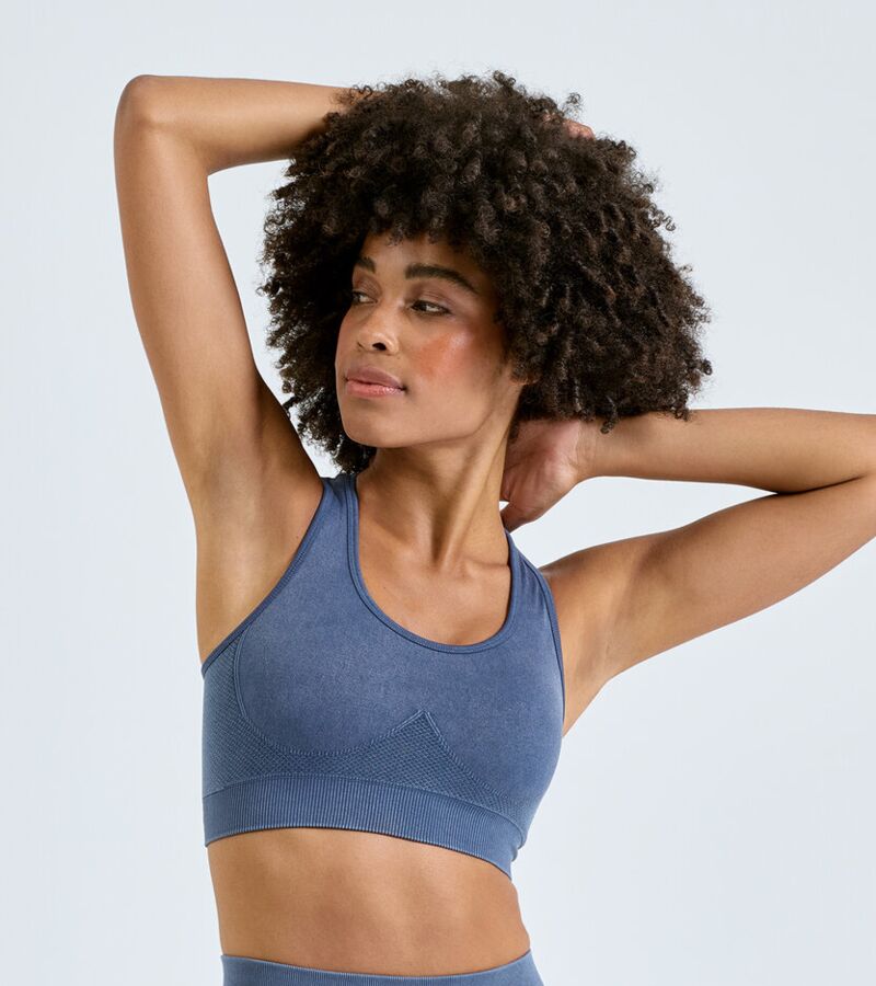 "Tridri® seamless "3D fit" multi-sport sculpt bra top denim" Thumbnail