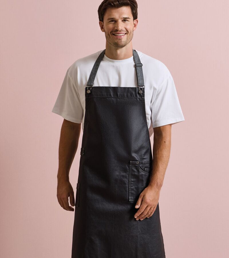 District waxed-look denim bib apron Thumbnail