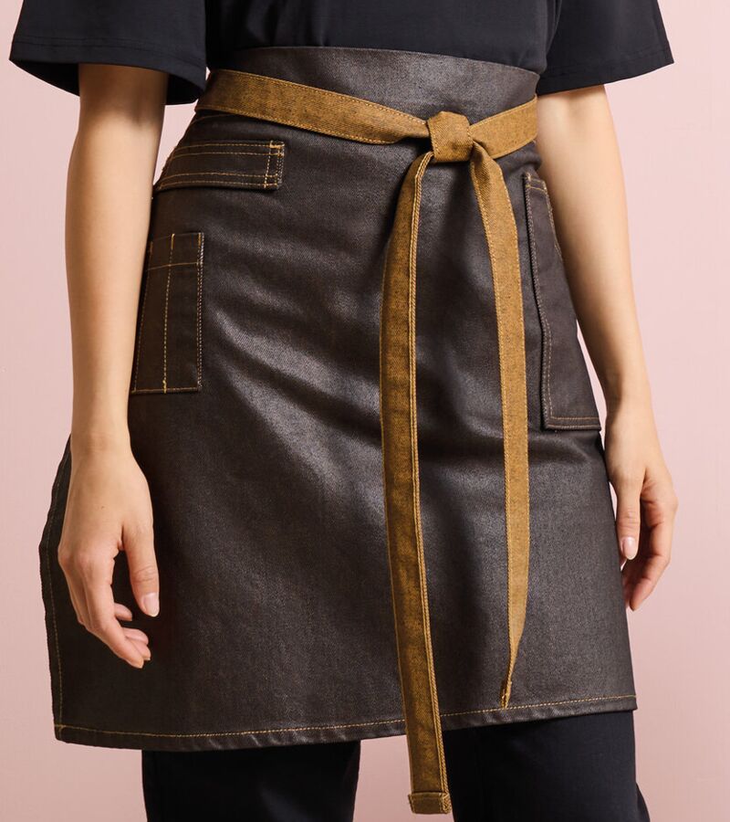 Division waxed-look denim waist apron Thumbnail