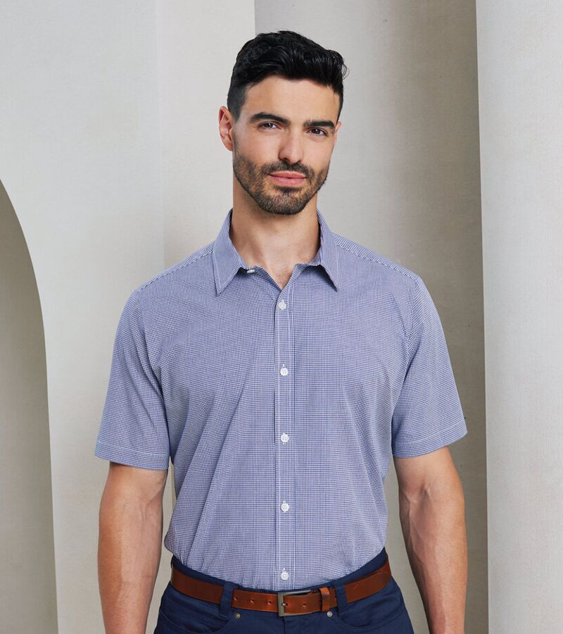 Microcheck (Gingham) short sleeve cotton shirt Thumbnail