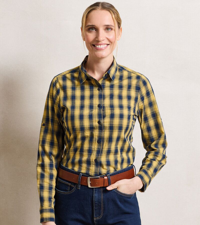 Women's Mulligan check cotton long sleeve shirt Thumbnail