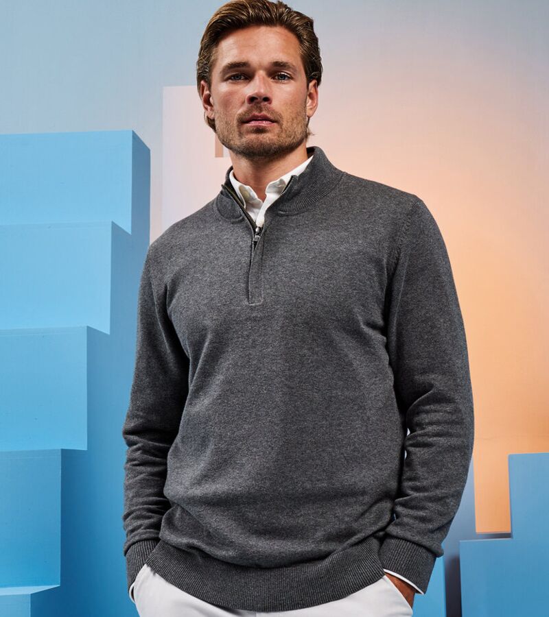 Men's cotton blend ¼ zip sweater Thumbnail