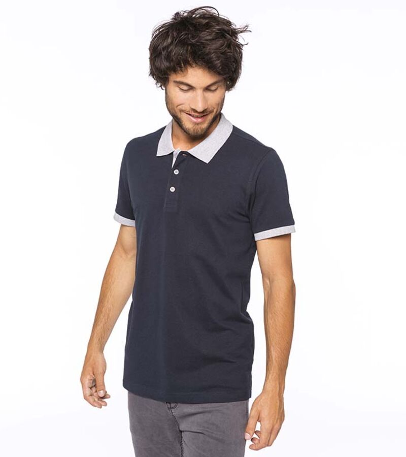 Two-tone piqué polo shirt Thumbnail