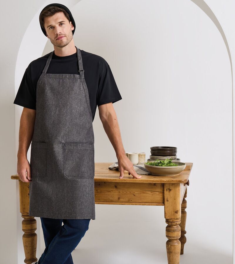 Cotton denim bib apron, organic and Fairtrade certified Thumbnail