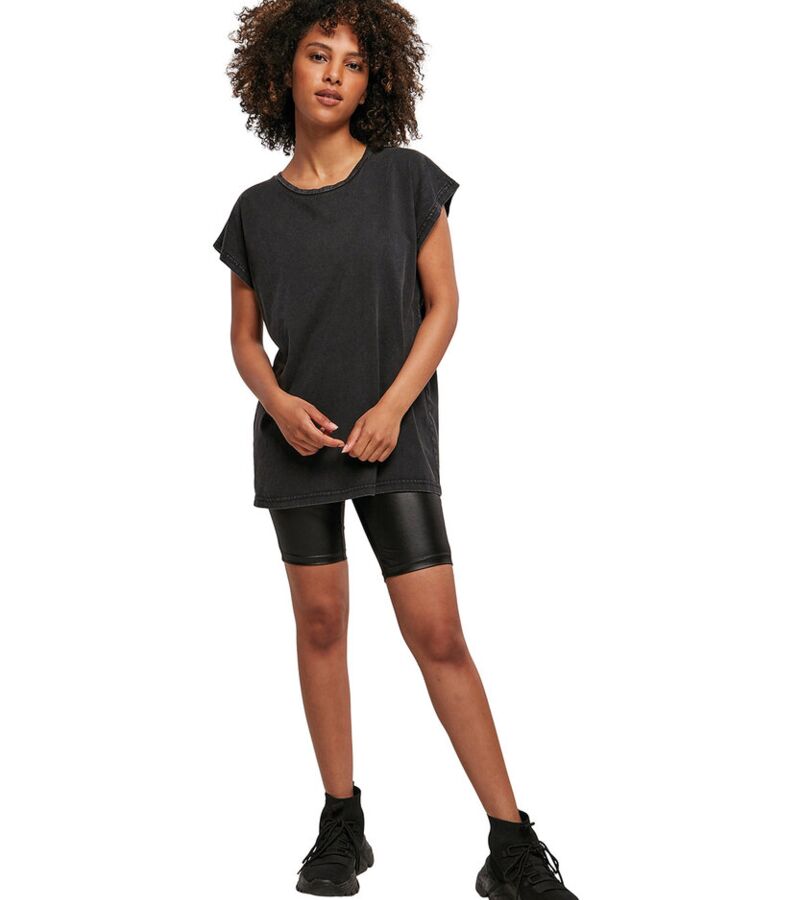 Women's acid washed extended shoulder tee Thumbnail