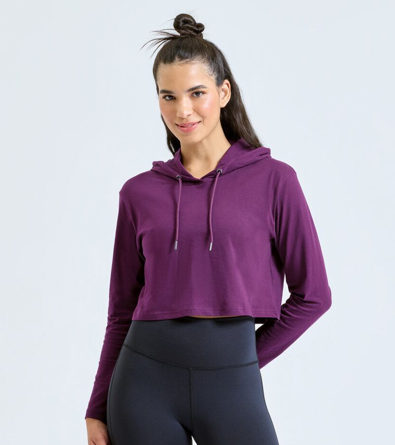 Women's TriDri® cropped hooded long sleeve t-shirt Thumbnail