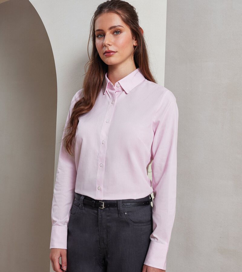 Women's cotton-rich Oxford stripes blouse Thumbnail