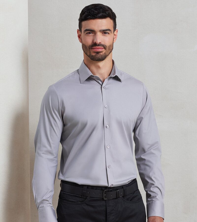 Stretch fit cotton poplin long sleeve shirt Thumbnail