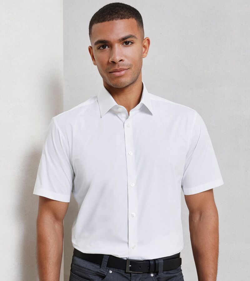 Stretch fit cotton poplin short sleeve shirt Thumbnail