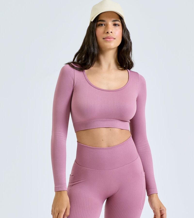 "Women's TriDri® ribbed seamless "3D fit" crop top" Thumbnail