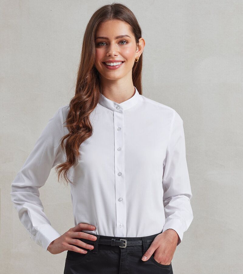 Women's banded collar 'grandad' shirt Thumbnail