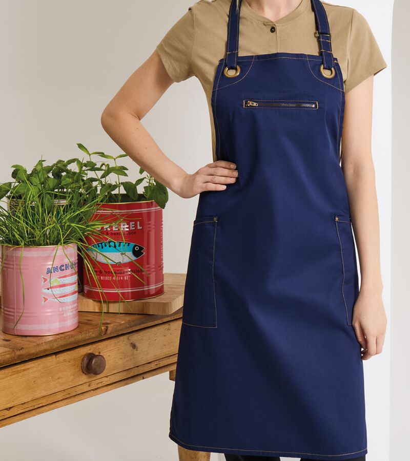 ‘Barley’ Contrast Stitch Bib Apron Thumbnail