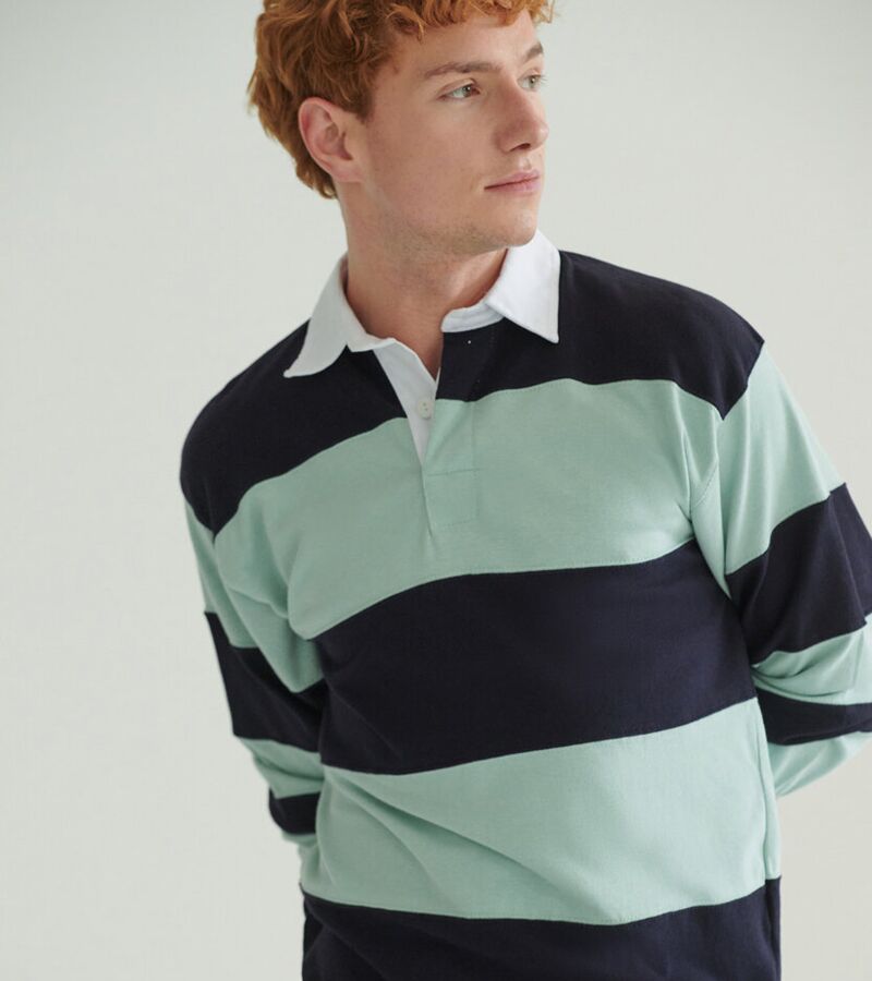 Sewn stripe long sleeve rugby shirt Thumbnail