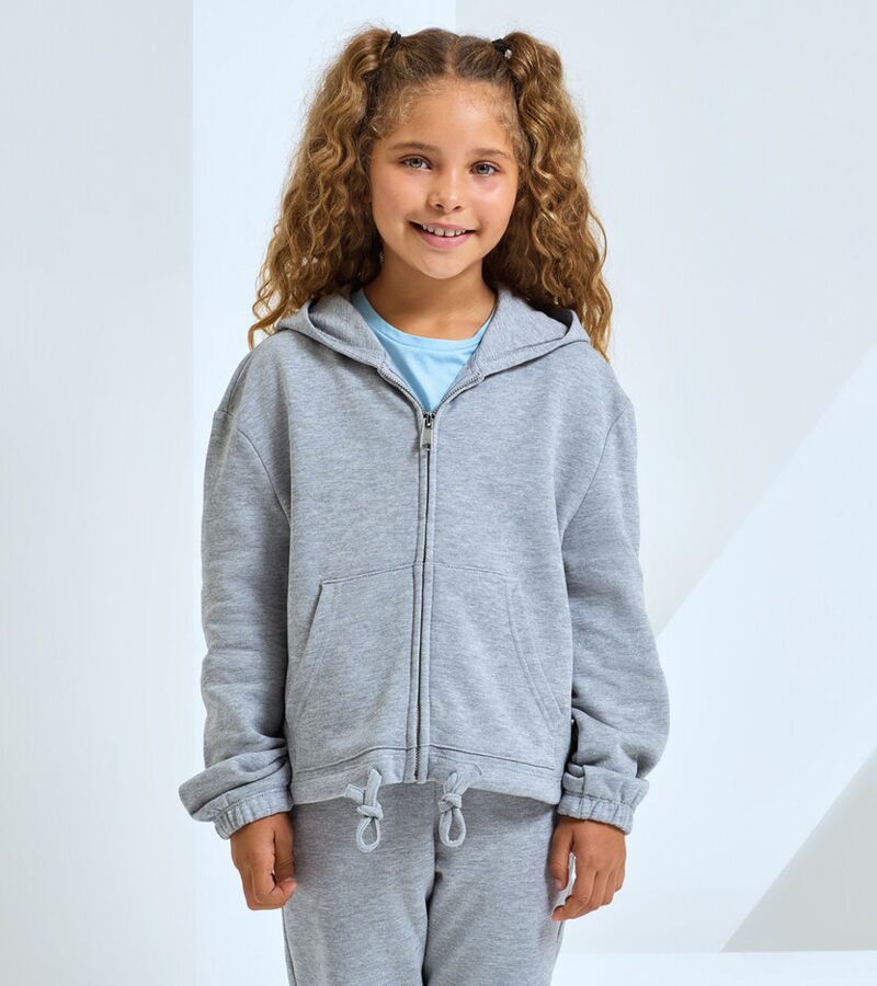 Kids TriDri® recycled cropped oversize full-zip hoodie Thumbnail